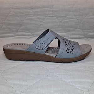 Baretraps JARA Open-Toe Slide Sandals Women's 7M Gray Adj. Hook & Loop Straps